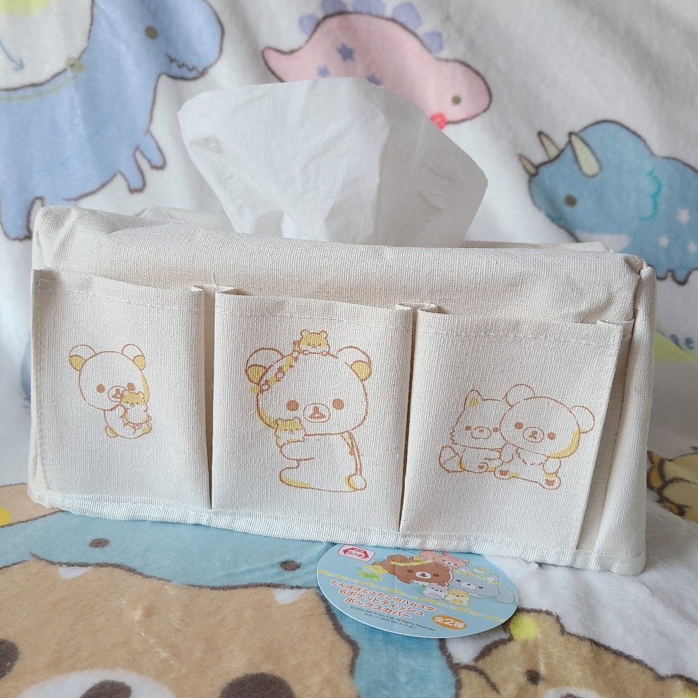 Rilakkuma - Tanpopo and Futago Hamster - Six Pockets Tissue Box Cover (Brown)